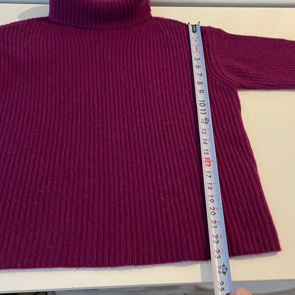 Ann Taylor Oversized Ribbed Mock Neck Cashmere Sweater Boxy Chunky Knit Medium - Picture 8 of 10